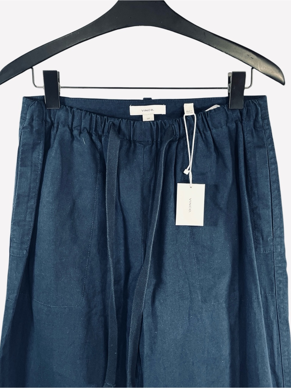 NWT Vince Tie Front Pull On Pants in Navy Size Small Hemp/Cotton Blend - Picture 5 of 10
